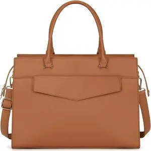 Laptop Bag for Women 15.6 inch Leather Tote Bag 2pcs Set Professional Work Bag with Clutch Purse Large Office Computer Tote Teacher Purse Shoulder Bag, Brown