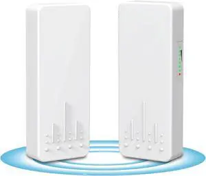 Outdoor Wireless Bridge, NICGIGA 5.8G 3KM Transmission WiFi Point-to-Point Wireless Ethernet Bridge Router, with 2 100Mbps RJ45 LAN Ports, 2-Pack CPE, Factory Pairing Without Setting, Plug and Play.