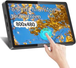Jhcztrk Touchscreen Small Mini Monitor 8inch 800X480 with Built-in Speakers and Tripod Touch Portable Monitor HDMI Monitor for PC Laptop Compatible with Raspberry Pi