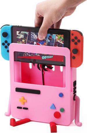 OrnaZest Console Stand for Nintendo Switch, Fun Gift Holder with Cooling Fan Compatible with Nintendo Switch OLED Accessories Gamer Desk Switch Dock Cute Gaming Case Decor Gift Men Women Kids, Pink