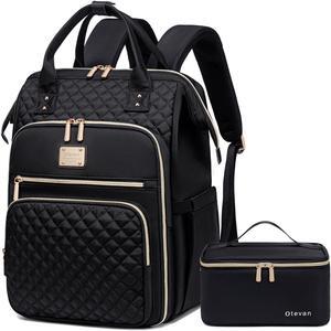 Otevan Lunch Backpack for Women, 15.6 inch Laptop Backpack for Women, Work Backpack with Lunchbox,Insulated Backpack Cooler,Teacher Nurse Travel Backpack for Women