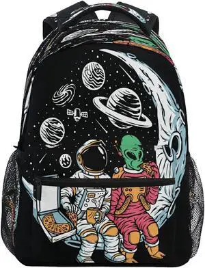 Dussdil Galaxy Astronauts Alien Backpack Backpacks Casual Daypack Back Pack 16 inch Laptop Bag Double Zipper Travel Sports Bags with Adjustable Shoulder Strap