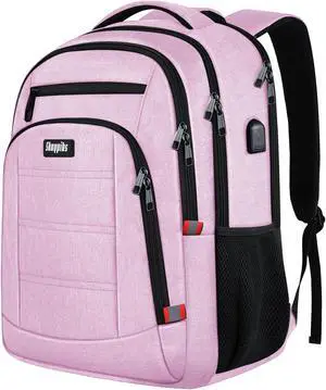 Skaypibs Pink Backpack for Women, School Backpacks for Girls Teen, Bookbag with USB Charging Port, College High School Backpack Fits 15.6 Inch Laptop, Casual Work Business Back Pack