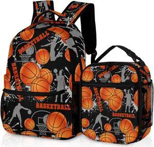 SKYIGC Basketball Backpack with Lunch Box Lightweight Casual Travel Basketball Backpack 17 inch Men Gift for Baseball Lover