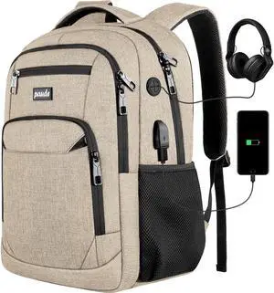 Paude Backpack for Teens, Laptop, College, University, Business, Travel - 15.6 Inch, Beige