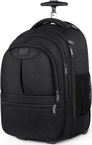 MATEIN Rolling Travel Backpack, Sturdy 17 inch Laptop Backpack with Wheels for Women Men, 40L Large Wheeled Backpack Carry on Luggage Water Resistant Roller Computer Bag for Nurse Teacher Work, Black
