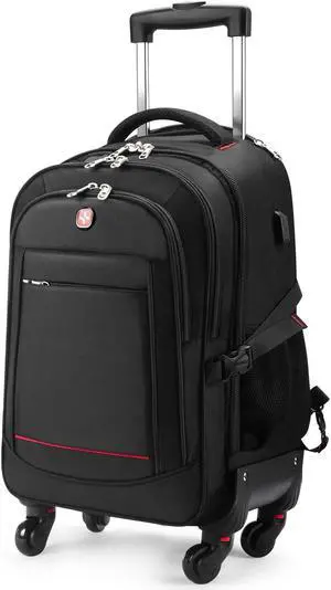 StarCloud 4-Wheel Checked Rolling Backpack 55L (24x15x9in): Extra-Large Roller Travel Laptop Backpack for Business, Water-Resistant Luggage, Backpack with Wheels for Travel and Commuting