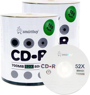 Smartbuy 200-disc 700mb/80min 52x CD-R Logo Top Blank Data Recordable Media Disc