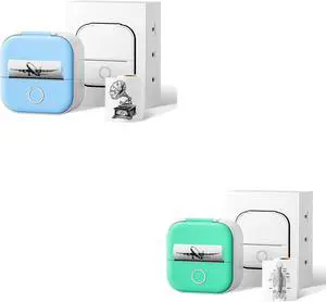 Ponek T02 Blue Mini Pocket Sticker Printer (1 Printer + 1 Roll Paper) and T02 Green Mini Pocket Sticker Printer (1 Printer + 1 Roll Paper)