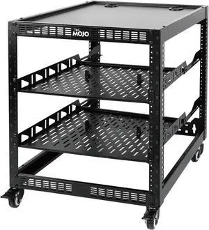 Tecmojo 12U Open Frame Network Rack for Servers&AV Gear, Server Rack 4-Post with casters, Mobile Server Rack with 2 PCS 1U Server Rack Shelf & Mounting Hardware, AV Rack for 19" Network/Servers/Audio