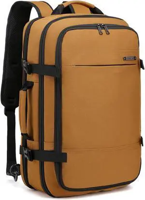TUGUAN Travel Laptop Backpack 40L Large Computer Backpack 17 Inch with USB Charging Port for Men Expandable Backpacks Women, Brown - Suitable for Travel