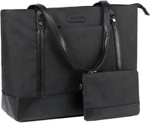 VASCHY Laptop Tote Bag for Women, Large 15.6inch Computer Teacher Bag Purse Briefcase for Travel,Work,Business,Office Black