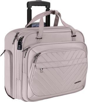 VANKEAN Laptop Bag Women with Wheels, 15.6 Inch Rolling Briefcase for Women, Water Repellent Overnight Rolling Computer Bag with RFID Pockets for Travel Business Work School, Light Dusty Pink