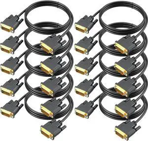 UV-CABLE 10-Pack 6 FT DVI-D to DVI-D (24+1) Dual Link Cable, Black, High Resolution, High-Speed, Compatible with Personal Computer, Laptop, Desktop, Monitor, Projector, HDTV