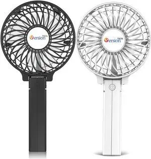 VersionTECH. Portable Handheld Fan 2Pack, Black+White Powerful 180° Foldable Rechargeable Clip Fan with 3 Speeds