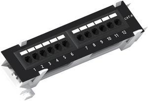 1U 12 Ports Cat6 Wallmount Patch Panel, UTP Ethernet Patch Panel with RJ45 Cat6 Adapter Patch Panel