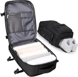 VGCUB Large Travel Backpack Bag for Women Men,Carry on Backpack,17 Inch Laptop Business Work Waterproof Backpack with Laptop Compartment,Person Item Flight Approved,Mochila de Viaje,Black Large