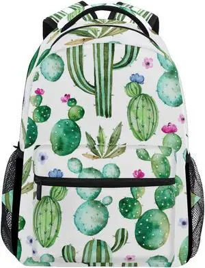 Wamika Watercolor Cactus Backpacks for Girls Kids Boys Tropical Desert Plant Cacti School Book Bags Waterproof Student Laptop Backpack College Carrying Bag Casual Lightweight Travel Sports Day packs