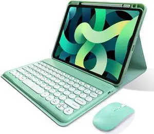 kaitesi Keyboard Case for iPad Pro 13 inch M4 Keyboard Case with Mouse Cute Round Keys Detachable Bluetooth Keyboard Slim Smart Cover Supports Pencil Charging,Mint Green