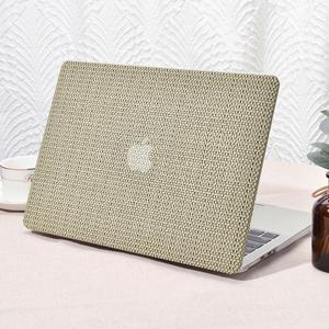 Seorsok Compatible for MacBook Pro 14 inch Case 2023-2021 M3 Pro/Max A2918 A2992 M2 A2779 M1 A2442 Touch ID,Elegant Plastic Hard Shell Case Transparent Keyboard Cover,Flaxen Woven Fabric