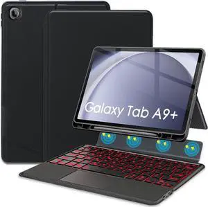 Wineecy Backlit Touchpad Keyboard Case for Samsung Galaxy Tab A9 Plus 11 inch 2023, Backlight Multi-Angle Kickstand,Portrait/Landscape Stand Detachable Magnetic Cover Case for Tab A9+ (X210/X216/X218)