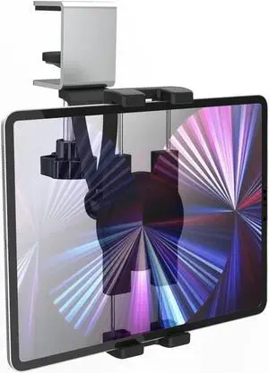 YOOZ Kitchen Tablet Holder, Under Cabinet Tablet Mount [Easy-Install & Sturdy] Cupboard Tablet Stand Clamp Metal for 4-12.9" Tablets Phones, iPad Pro Air Mini, iPhone, Galaxy Tabs, Switch etc