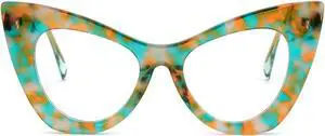 Zeelool Blue Light Blocking Glasses, Acetate Cat Eye Frame Glasses for Women Eyeglasses with Clear Lenses Anti Eyestrain & UV from Computer/TV/Phone ZJGA354576-03B Green-Tortoise