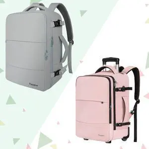 Taygeer Rolling Backpack for women, 17 inch Travel Laptop Backpack with Wheels & Shoe Pouch, Large Wheeled Backpack Carry on Luggage, Laptop Backpack 15.6inch Flight Approved,