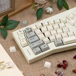 TIMSEKER 143 Keys PBT Keycap Cherry Profile, Dye Sublimation Custom Grey and Beige Keycap Set, Retro Keyboard Cap for ANSI/ISO Layout Mechanical Gaming Keyboard
