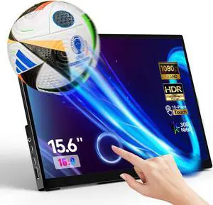 Portable Monitor Touchscreen 15.6" 1080P Touch Screen IPS USB-C HDMI Computer Monitor HDR FreeSync Eye Care Plug and Play for PC MAC Phone PS4/ 5 Switch Chromecast Stick