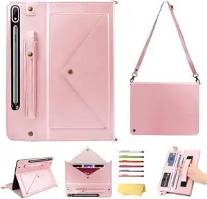 UUcovers Handbag Stand Case for Galaxy Tab S7 FE 5G/S7 Plus/S8 Plus 12.4 Inch with S Pen Holder/Shoulder Hand Strap [Auto Wake/Sleep] PU Leather Cover for Galaxy S8+ 2022/S7 FE 2021/S7+ 2020,Coffee