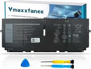 Vmaxxfanee 722KK 52Wh Laptop Battery Replacement for Dell XPS 13 9310 (2020), XPS 13 9300 (2020), XPS 13 9380 (2020) P117G001 P117G P117G002 Series WN0N0 0WN0N0 02XXFW 2XXFW FP86V 7.6V 6800mAh