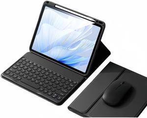 kaitesi Keyboard Case for iPad Pro 11 inch M4 Keyboard Case with Mouse Cute Round Keys Detachable Bluetooth Keyboard Slim Smart Cover Supports Pencil Charging,Black