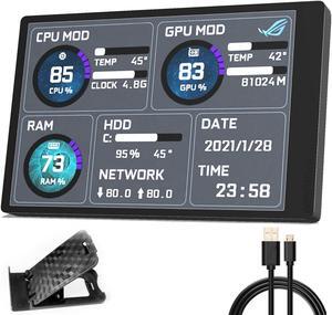 WOWNOVA English Version Computer Temp Monitor, PC Sensor Panel Display, PC Temperature Display for PC ARGB Computer Case Secondary Screen, IPS USB Mini Screen PC CPU RAM HDD Data Monitor