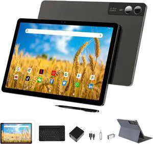 2025 Latest 11 inch Tablet Android 14 2000 * 1200 2K Display 2 in 1 Tablets, T616, 18GB RAM+128GB ROM+1TB Expand, 5+5+13MP Camera, 9000mAh, 4 Speakers, 5G WiFi, Tablet With Keyboard, Stylus, Case
