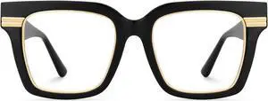 Zeelool Black Blue Light Blocking Glasses for Women, Oversized Square Glasses Frame Personality Fit Eyeglasses Eyegwear with Non-prescription Clear Lenses Taylor