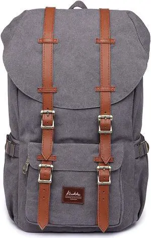 KAUKKO Travel Laptop Backpack, Outdoor Rucksack, School backpack Fits 15.6"(Canvas Grey)