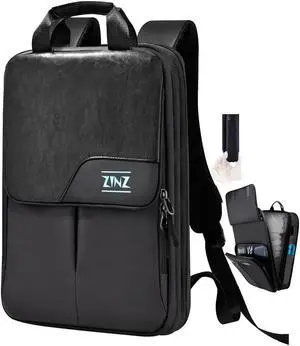 ZINZ Slim & Expandable Laptop Backpack 15.6 16 17 inch Travel Business Backpack Rainproof Daypack for Men and Women,Black