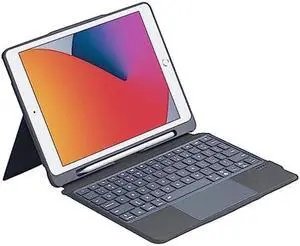 Zoof Keyboard case for iPad 10.2-inch(7th, 8th and 9th Generation) Bluetooth Keyboard with trackpad, Wireless Keyboard, Magnet Detachable Backlit Keyboard - Black Grey