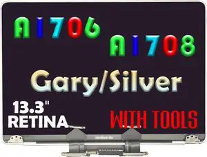 AOYOUI Screen Replacement for MacBook Pro 13.3" A1706 A1708 Late 2016 Mid 2017 EMC 3071 EMC 3163 EMC 2978 EMC 3164 Retina Full LCD Display Assembly 2560x1600 (Grey)