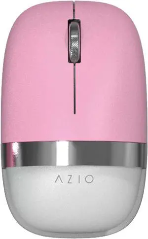 Azio IZO Wireless Optical Mouse - Bluetooth 3.0 & 5.0/2.4G RF-USB, Ambidextrous Design, PixArt PAW3212 Sensor, 1000/1600/2400 DPI, Rechargeable, Pink & Silver - PC & Mac, Pink Blossom (IM408)