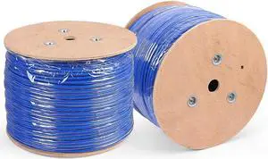 AvesView CAT6 Indoor 1000ft Ethernet Cable Shielded Solid Foiled Bare Copper (SFTP) 10Gbps CAT 6 High-Speed Internet Cable 23AWG 10Gbps 550MHz Bandwidth Bulk Spool - Blue