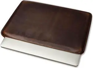 CataPurus Top Grain Leather 16.2" Slim PC Sleeve Case, Solid Vintage Design, Handmade, Compatible with MacBook Pro 16.2" A2485 M1 Max 15" Touch Bar A2141 A1707 Pro 16" Touch ID A1990, Coffee 16.2 Inch