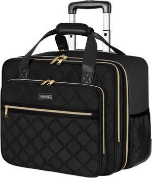 Ytonet Rolling Laptop Bag Women, Rolling Briefcase for Women, 17.3 Inch Laptop Bag with Wheels Rolling Computer Bag Laptop Case for Work Travel College Business Wife Mom Teacher, Black