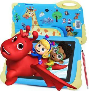 2024 Kids Tablet for 3-7, 7" Android 13 Tablet for Kids, 4GB+32GB(512GB TF), Parental Control, Eye Protection Screen, 1024x600 Resolution Toddler Tablets with iWawa Pre-Installed for Boys Girls - Red