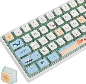 Colorful Summer Blue ASA Custom keycaps 118 Keys Double-Shot Key Cap Set for Cherry/Gateron MX switches 60 Percent / 64/61 Gaming Mechanical Keyboard(Colorful Summer Blue)