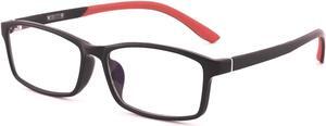 Mind Bridge Big Kids & Teens Blue Light Blocking Computer Glasses Gaming Glasses - Anti Harmful Blue Light, UV, Glare | Protection Eyewear for Children Digital Screen Time & Technology 1063 Black Red