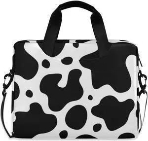 DerlonKaje Cow Print Laptop Case, 15.6 inch Laptop Bag, Waterproof Laptop Sleeve, Laptop Briefcase for Women & Men