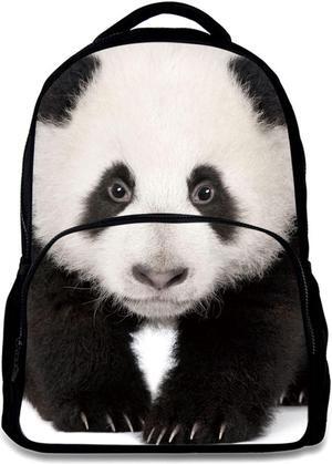 Animal Backpack Panda School Bag 3D Printing 17 Inch For Man/Kid/Girl/Boy/Woman Black Cool Design Casual Daypack