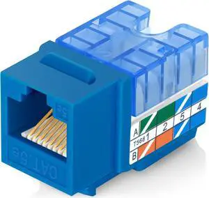Everest 90° Angled RJ45 Cat5e Keystone Jacks 50-Pack in Blue - Slim Profile Female RJ45 Connectors - Cat 5e Keystone Jack - Compatible with 90° Angled Speed Termination Tool - easyJACK (B094WB91H3)